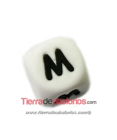 Cubo de Silicona Blanco 12mm Agujero 2mm, Letra M