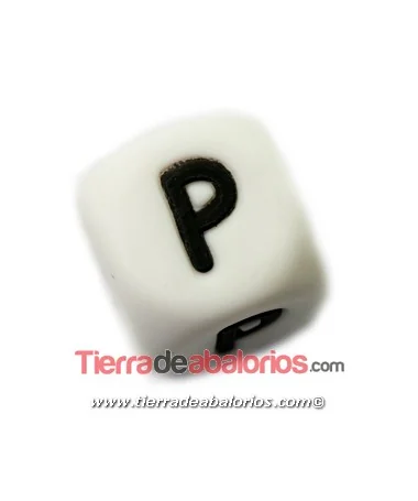 Cubo de Silicona Blanco 12mm Agujero 2mm, Letra P