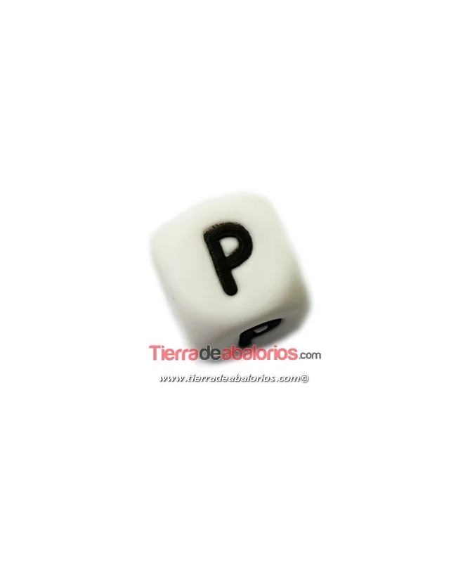 Cubo de Silicona Blanco 12mm Agujero 2mm, Letra P