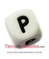 Cubo de Silicona Blanco 12mm Agujero 2mm, Letra P