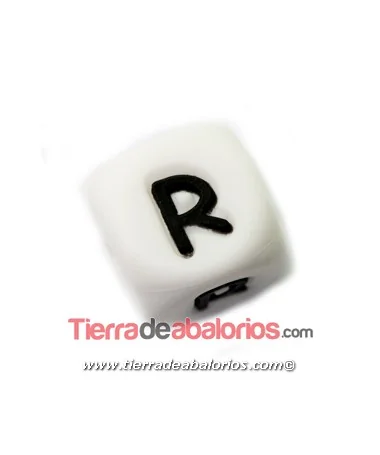 Cubo de Silicona Blanco 12mm Agujero 2mm, Letra R