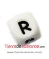 Cubo de Silicona Blanco 12mm Agujero 2mm, Letra R