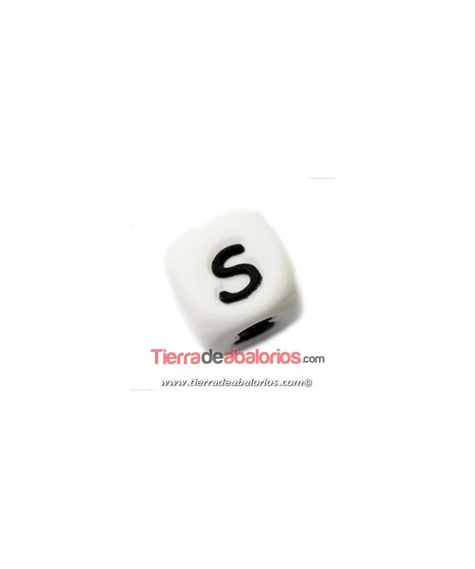 Cubo de Silicona Blanco 12mm Agujero 2mm, Letra S