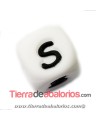 Cubo de Silicona Blanco 12mm Agujero 2mm, Letra S