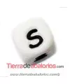 Cubo de Silicona Blanco 12mm Agujero 2mm, Letra S