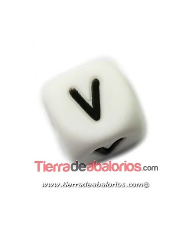 Cubo de Silicona Blanco 12mm Agujero 2mm, Letra V