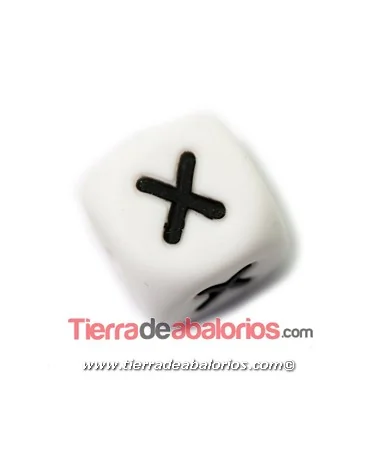 Cubo de Silicona Blanco 12mm Agujero 2mm, Letra X