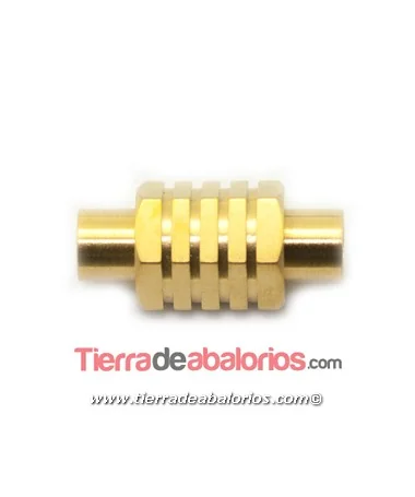 Cierre de Acero con Imán 20x9mm Agujero 4mm, Dorado Matizado Cierre de Acero con Imán 20x9mm Agujero 4mm, Dorado Matizado