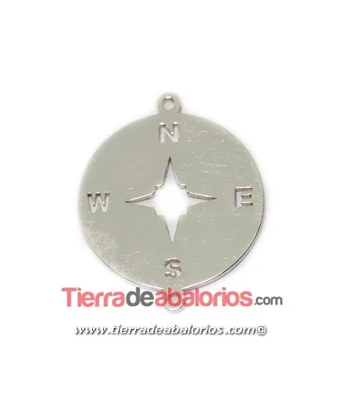Conector Rosa de los Vientos 21x17mm, Plata de Ley