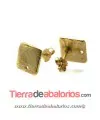 Pendiente Cuadrado Tallado 11x11mm, Dorado Mate