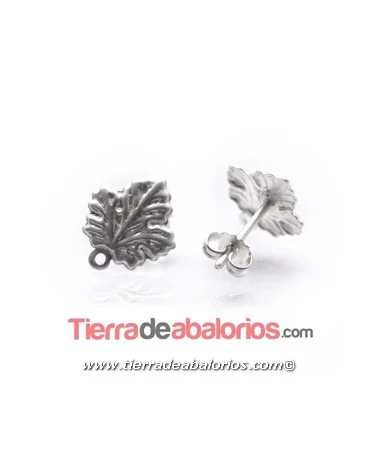 Pendiente Hoja 13x12mm, Plateado Mate Pendiente Hoja 13x12mm, Plateado Mate