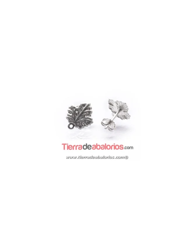 Pendiente Hoja 13x12mm, Plateado Mate Pendiente Hoja 13x12mm, Plateado Mate