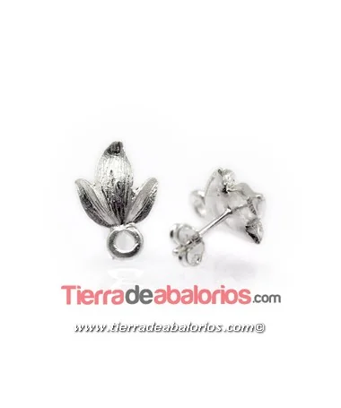 Pendiente 3 Hojas 17x11mm, Plateado Brillante