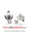 Pendiente 3 Hojas 17x11mm, Plateado Brillante