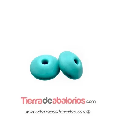 Rondel de Silicona 12x7mm Agujero 2,5mm, Turquesa Rondel de Silicona 12x7mm Agujero 2,5mm, Turquesa