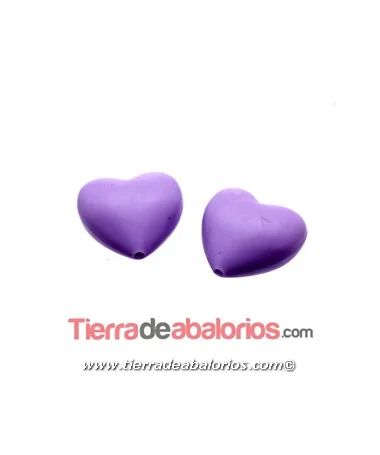 Corazon Silicona 19x20mm Agujero 2mm, Lila Pastel