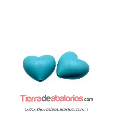 Corazon Silicona 19x20mm Agujero 2mm, Turquesa