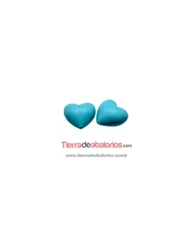 Corazon Silicona 19x20mm Agujero 2mm, Turquesa Corazon Silicona 19x20mm Agujero 2mm, Turquesa