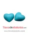 Corazon Silicona 19x20mm Agujero 2mm, Turquesa