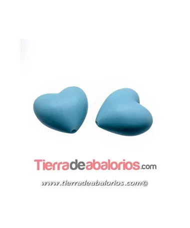 Corazon Silicona 19x20mm Agujero 2mm, Turquesa Pastel