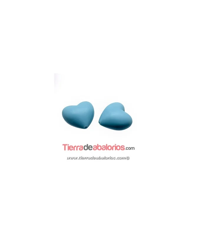 Corazon Silicona 19x20mm Agujero 2mm, Turquesa Pastel Corazon Silicona 19x20mm Agujero 2mm, Turquesa Pastel