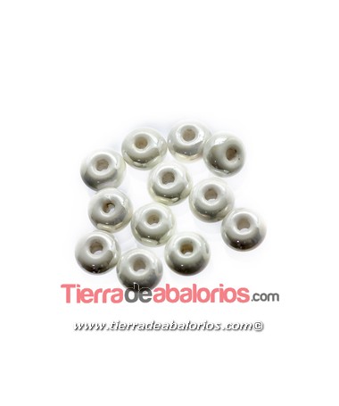 Cerámica Donut 8x5mm Agujero 2,5mm Blanco Irisado