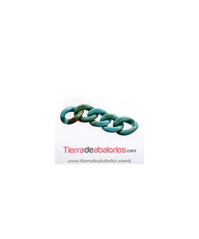 Eslabón Acrilico 13x10mm Turquesa Piedra