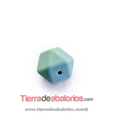 Hexagono Silicona 14mm Agujero 2mm, Verde Pastel