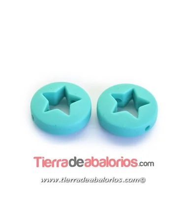 Moneda con Estrella 20x7mm Agujero 2,2mm, Turquesa Moneda con Estrella 20x7mm Agujero 2,2mm, Turquesa