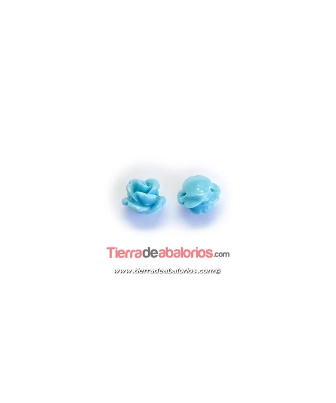 Resina Flor 8mm Agujero 0,9mm, Turquesa