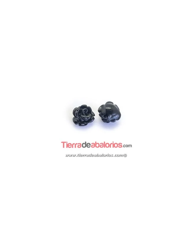 Resina Flor 8mm Agujero 0,9mm, Negra