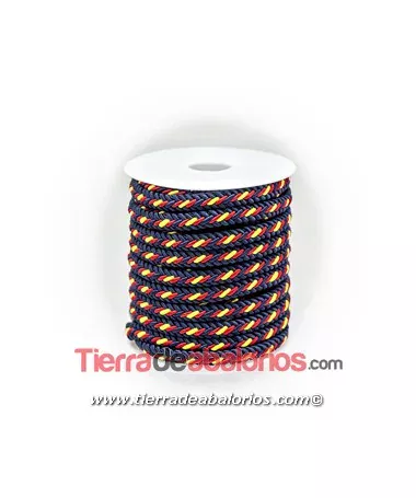 Cordón de Algodón Trenzado Plano 7x3mm Azul Marino España