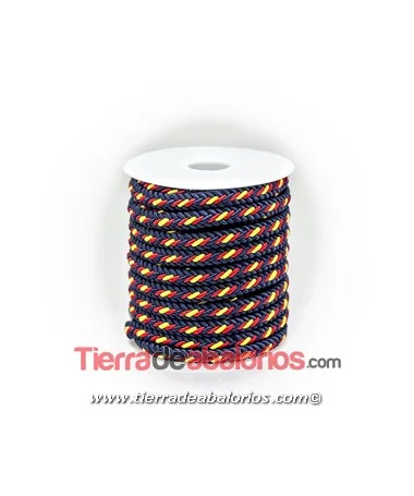 Cordón de Algodón Trenzado Plano 7x3mm Azul Marino España Cordón de Algodón Trenzado Plano 7x3mm Azul Marino España