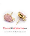 Pendiente Pear Rosa Opal 21x13mm con anilla, Dorado
