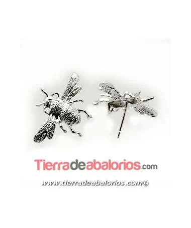 Pendiente Abeja 19x27mm con Anilla, Plateado