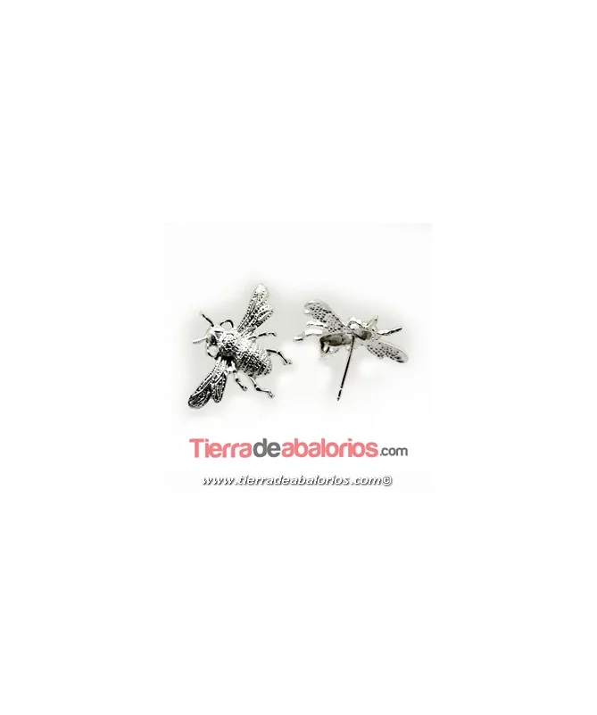 Pendiente Abeja 19x27mm con Anilla, Plateado