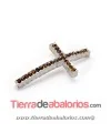 Cruz Curvada 47x24mm con Swarovski Lt. Col. Topaz, Plateada