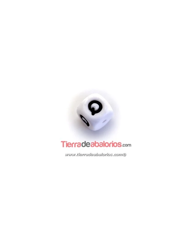 Cubo de Silicona Blanco 12mm Agujero 2mm, Letra Q