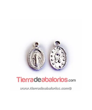 Colgante Virgen Milagrosa 14x8mm con Anilla, Plata de Ley