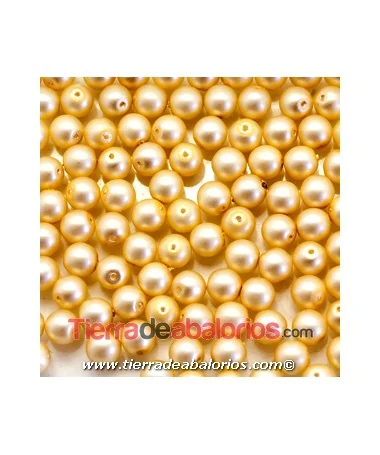 Perla de Cristal Checo 6mm Beige Mate