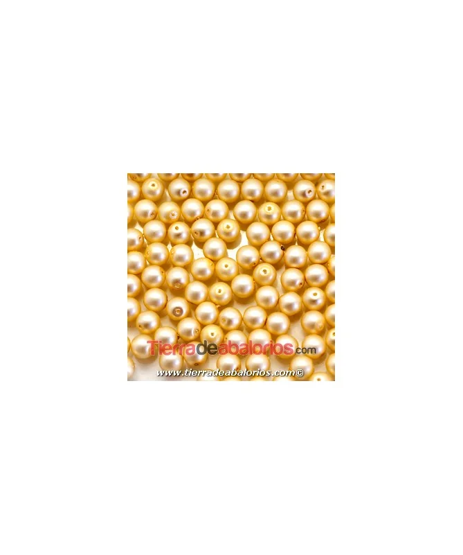 Perla de Cristal Checo 6mm Beige Mate