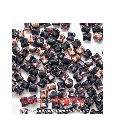 Pellet Diabolo Beads 4x6mm Jet Capri Gold (50 uds)