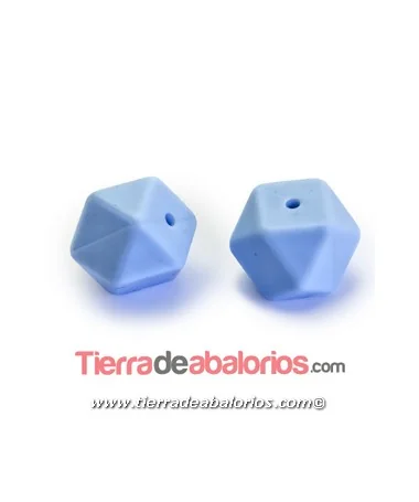 Hexagono Silicona 14mm Agujero 2mm, Azul Claro Pastel