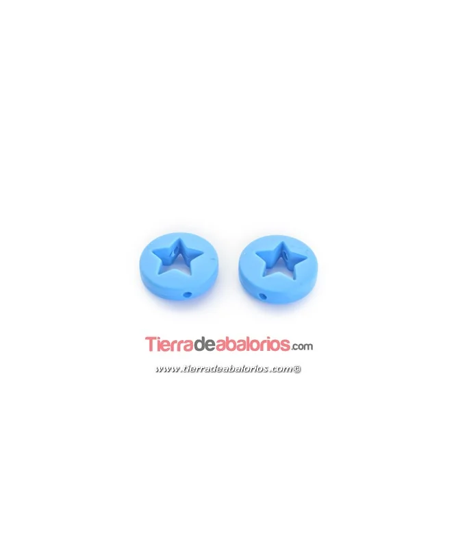 Moneda con Estrella 20x7mm Agujero 2,2mm, Azul Moneda con Estrella 20x7mm Agujero 2,2mm, Azul