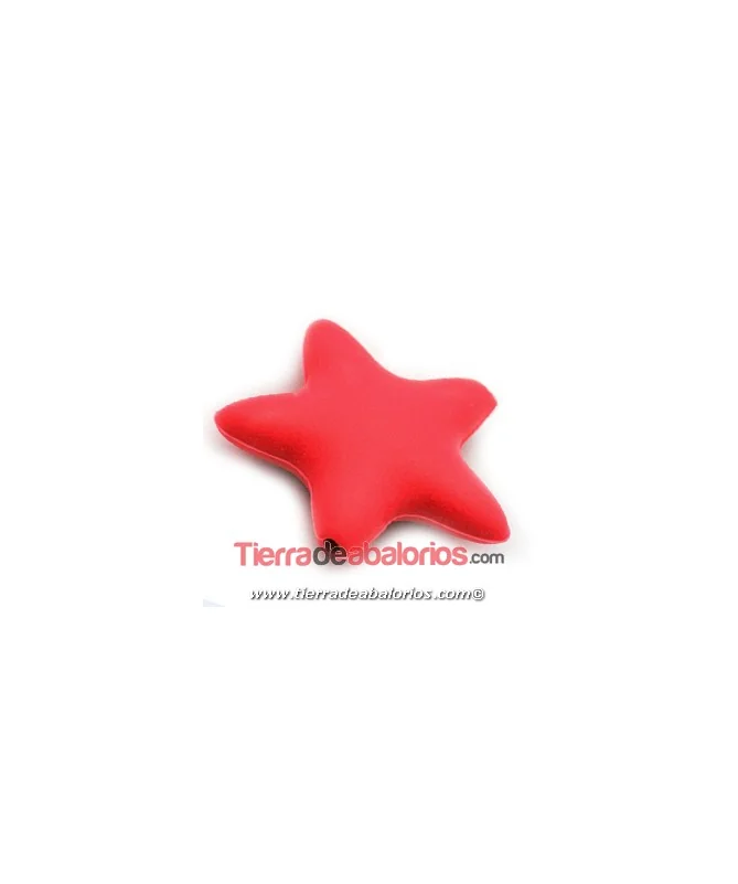 Estrella de Silicona 36x36mm Agujero 2mm, Roja
