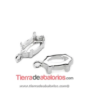 Engaste para Navette de 15x7mm con Anilla, Plata de Ley Engaste para Navette de 15x7mm con Anilla, Plata de Ley