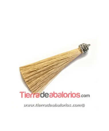 Borla 65mm Beige con Terminal Negro y Brillantes Swarovski Borla 65mm Beige con Terminal Negro y Brillantes Swarovski