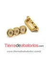 Entrepieza Pasador 17x7mm para 3 Chatones SS16, Dorado