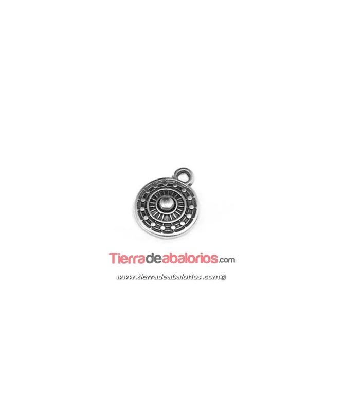 Colgante Redondo Étnico 9mm, Plateado Colgante Redondo Étnico 9mm, Plateado