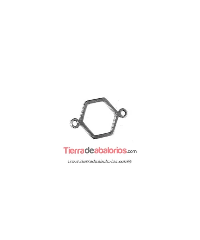 Conector Hexagono 19x12mm, Plateado Conector Hexagono 19x12mm, Plateado